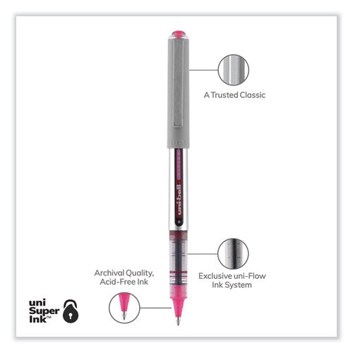 Vision Roller Ball Pen, Stick, Fine 0.7 Mm, Pink Ink, Gray Barrel, Dozen