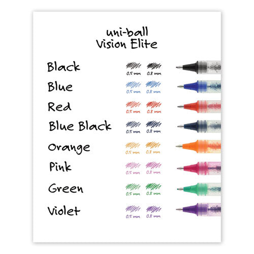 Refill For Vision Elite Roller Ball Pens, Bold Conical Tip, Black Ink, 2/pack