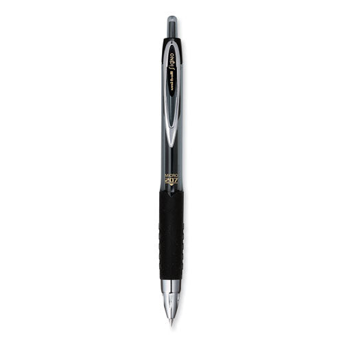 Signo 207 Gel Pen, Retractable, Micro 0.5 Mm, Black Ink, Smoke/black Barrel, Dozen