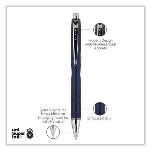 Jetstream Retractable Ballpoint Pen, Fine 0.7 Mm, Black Ink, Blue Barrel