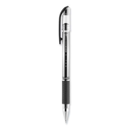 Signo Grip Gel Pen, Stick, Medium 0.7 Mm, Black Ink, Silver/black Barrel, Dozen