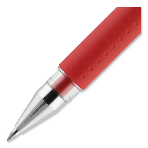 Signo Grip Gel Pen, Stick, Medium 0.7 Mm, Red Ink, Silver/red Barrel, Dozen