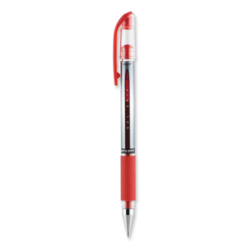 Signo Grip Gel Pen, Stick, Medium 0.7 Mm, Red Ink, Silver/red Barrel, Dozen