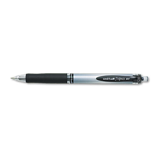 Signo Gel Pen, Retractable, Medium 0.7 Mm, Black Ink, Black/metallic Accents Barrel, Dozen