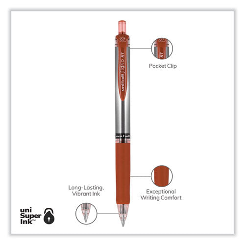 Signo Gel Pen, Retractable, Medium 0.7 Mm, Red Ink, Red/metallic Accents Barrel, Dozen