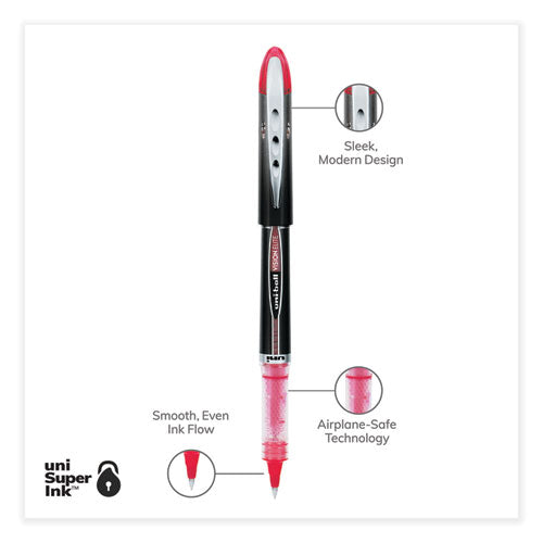 Vision Elite Roller Ball Pen, Stick, Extra-fine 0.5 Mm, Red Ink, Black/red Barrel