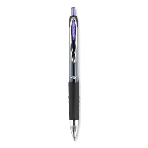 Signo 207 Gel Pen, Retractable, Medium 0.7 Mm, Purple Ink, Smoke/black/purple Barrel, Dozen