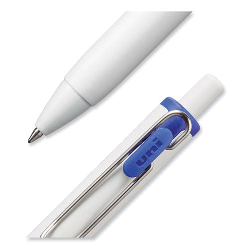 Unione Gel Pen, Retractable, Medium 0.7 Mm, Blue Ink, White Barrel, Dozen