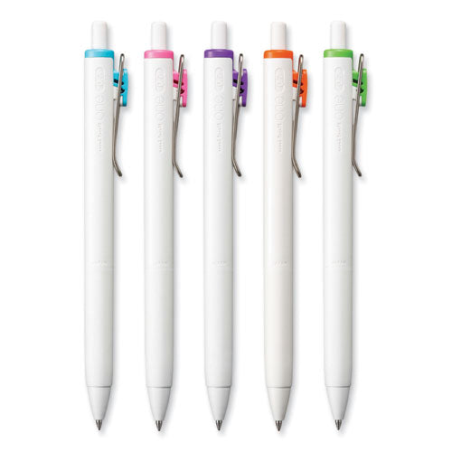 Unione Gel Pen, Retractable, Medium 0.7 Mm, Fashion Ink-color Assortment, White Barrel, 5/pack
