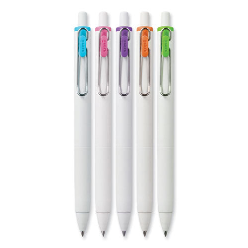 Unione Gel Pen, Retractable, Medium 0.7 Mm, Fashion Ink-color Assortment, White Barrel, 5/pack