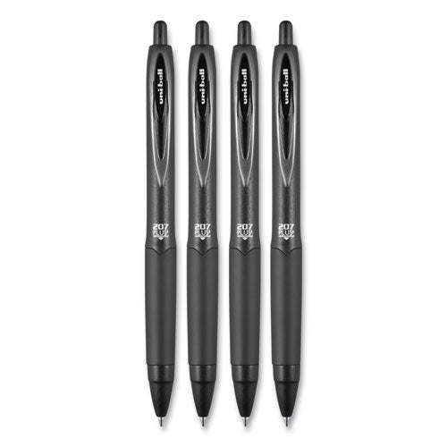 207 Plus+ Gel Pen, Retractable, Medium 0.7 Mm, Black Ink, Black Barrel, 4/pack