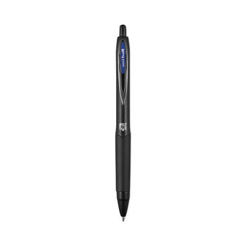 207 Plus+ Gel Pen, Retractable, Medium 0.7 Mm, Blue Ink, Black Barrel, Dozen