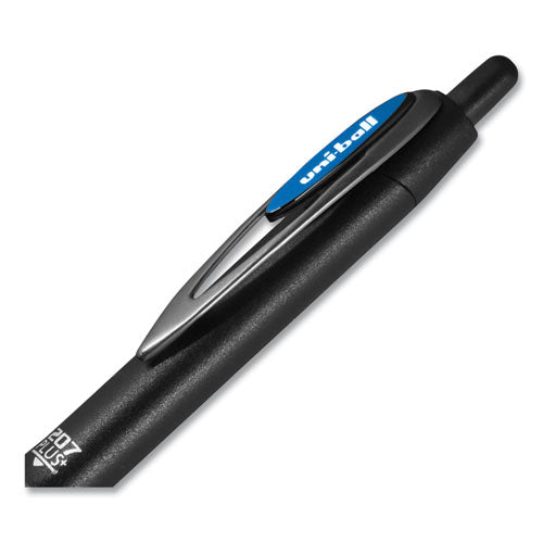 207 Plus+ Gel Pen, Retractable, Medium 0.7 Mm, Blue Ink, Black Barrel, Dozen