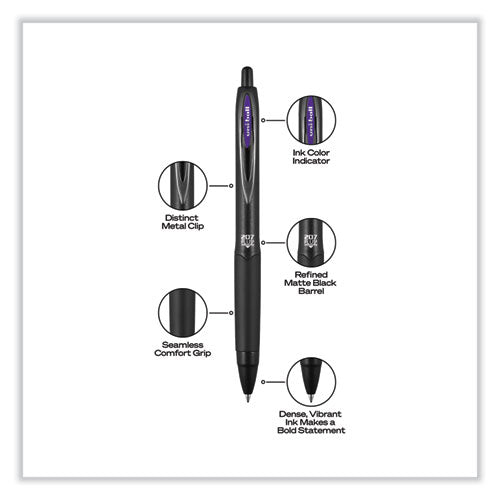 207 Plus+ Gel Pen, Retractable, Medium 0.7 Mm, Inspirational Ink-color Assortment, Black Barrel, 6/pack