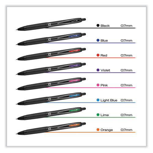 207 Plus+ Gel Pen, Retractable, Medium 0.7 Mm, Inspirational Ink-color Assortment, Black Barrel, 6/pack