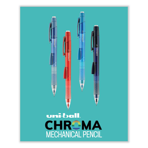 Chroma Mechanical Pencil W/ 10 Leads And 2 Erasers, 0.7 Mm, Hb (#2), Black Lead, (1) Red (1) Blue Barrel, 2/pack