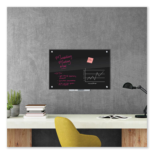 Black Glass Dry Erase Board, 35 X 23, Black Surface