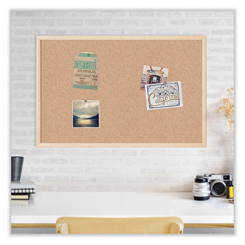 Cork Bulletin Board, 35 X 23, Natural Surface, Birch Wood Frame