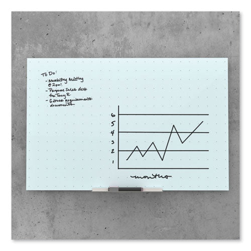 Floating Glass Ghost Grid Dry Erase Board, 36 X 24, White Surface