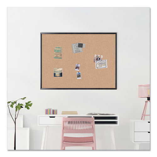 Cork Bulletin Board, 48 X 36, Natural Surface, Black Wood Frame