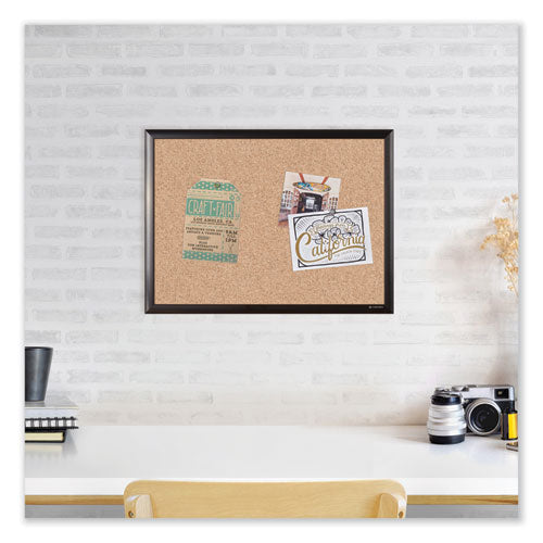 Cork Bulletin Board With Black Aluminum Frame, 70 X 47, Natural Surface