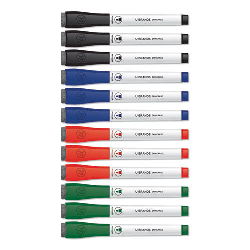 Medium Point Low-odor Dry-erase Markers With Erasers, Medium Bullet Tip, Black, Dozen