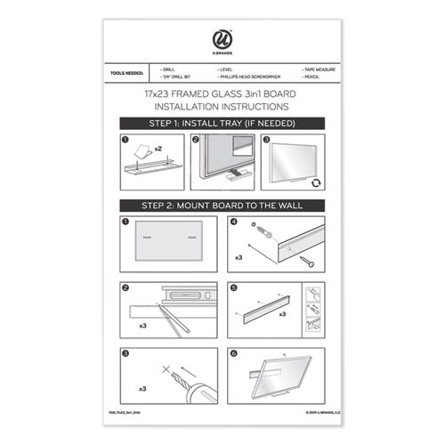 3n1 Magnetic Glass Dry Erase Combo Board, Weekly Calendar, 35 X 14.25, White/gray Surface, White Aluminum Frame