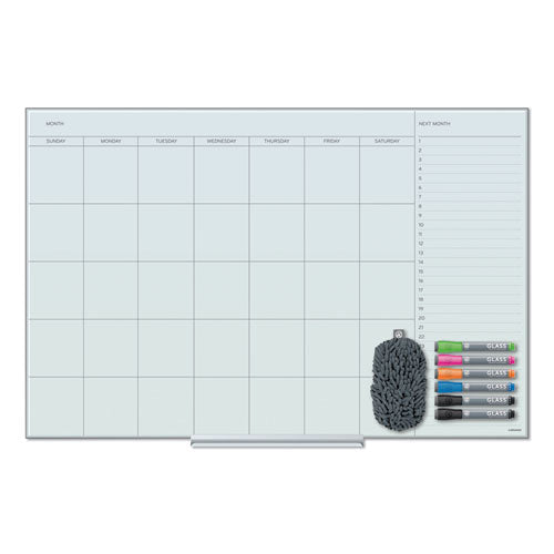 Floating Glass Dry Erase Calendar, Undated One Month, 48 X 36, White Surface