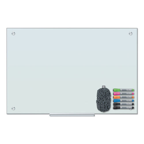 Floating Glass Dry Erase Board, 36 X 24, White Surface