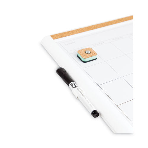 Pinit Magnetic Dry Erase Calendar With Plastic Frame, Monthly, 20 X 16, White Surface, White Plastic Frame