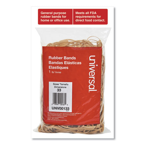 Rubber Bands, Size 33, 0.04" Gauge, Beige, 1 Lb Box, 640/pack