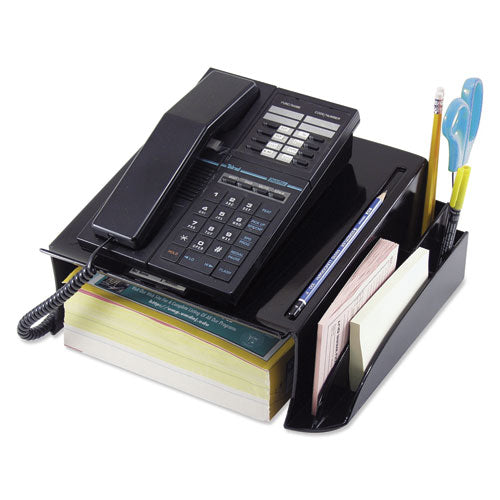 Recycled Telephone Stand And Message Center, 12.25 X 10.5 X 5.25, Black