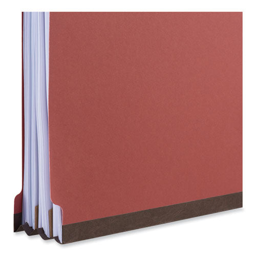 Four-section Pressboard Classification Folders, 2" Expansion, 1 Divider, 4 Fasteners, Legal Size, Red Exterior, 10/box