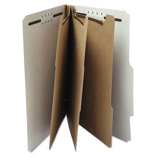 Eight-section Pressboard Classification Folders, 3" Expansion, 3 Dividers, 8 Fasteners, Letter Size, Gray Exterior, 10/box