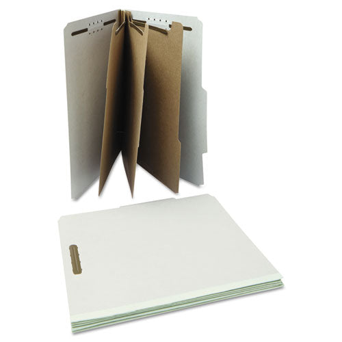 Eight-section Pressboard Classification Folders, 3" Expansion, 3 Dividers, 8 Fasteners, Letter Size, Gray Exterior, 10/box