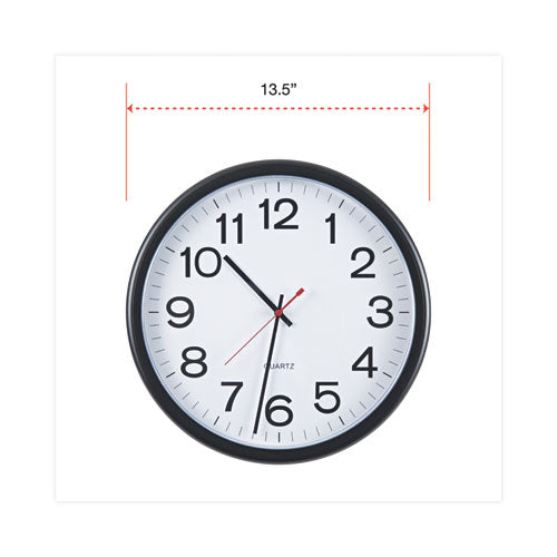 Indoor/outdoor Round Wall Clock, 13.5" Overall Diameter, Black Case, 1 Aa (sold Separately)