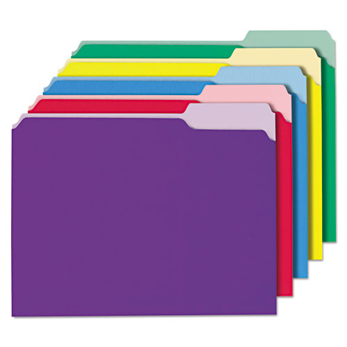 Interior File Folders, 1/3-cut Tabs: Assorted, Letter Size, 11-pt Stock, Violet, 100/box