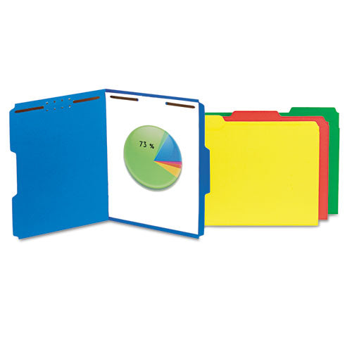 Deluxe Reinforced Top Tab Fastener Folders, 0.75" Expansion, 2 Fasteners, Letter Size, Blue Exterior, 50/box