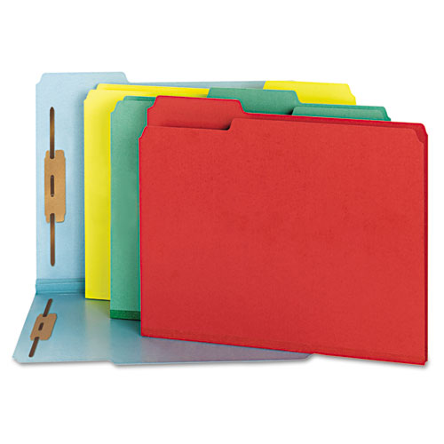 Deluxe Reinforced Top Tab Fastener Folders, 0.75" Expansion, 2 Fasteners, Letter Size, Green Exterior, 50/box