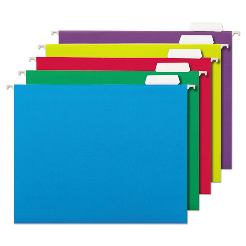 Deluxe Bright Color Hanging File Folders, Letter Size, 1/5-cut Tabs, Bright Green, 25/box