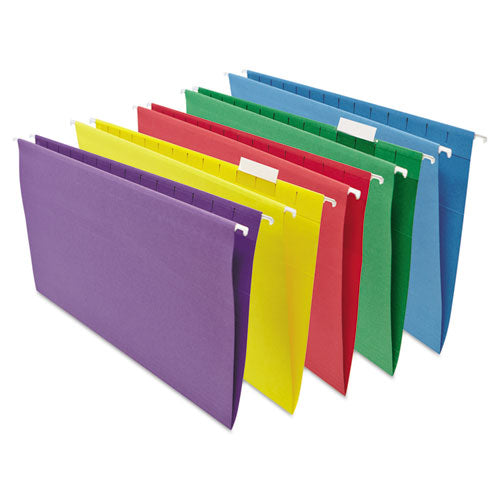 Deluxe Bright Color Hanging File Folders, Legal Size, 1/5-cut Tabs, Blue, 25/box