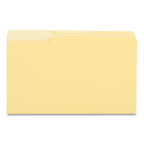 Interior File Folders, 1/3-cut Tabs: Assorted, Legal Size, 11-pt Stock, Yellow, 100/box