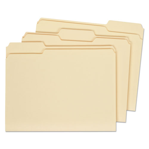 Double-ply Top Tab Manila File Folders, 1/3-cut Tabs: Assorted, Letter Size, 0.75" Expansion, Manila, 100/box