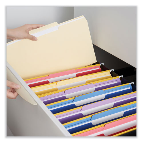 Double-ply Top Tab Manila File Folders, 1/3-cut Tabs: Assorted, Legal Size, 0.75" Expansion, Manila, 100/box