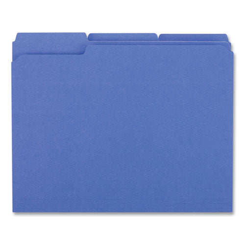 Reinforced Top-tab File Folders, 1/3-cut Tabs: Assorted, Letter Size, 1" Expansion, Blue, 100/box