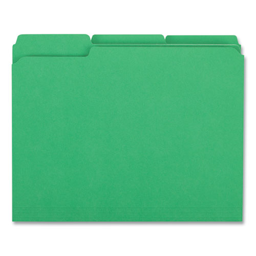 Reinforced Top-tab File Folders, 1/3-cut Tabs: Assorted, Letter Size, 1" Expansion, Green, 100/box