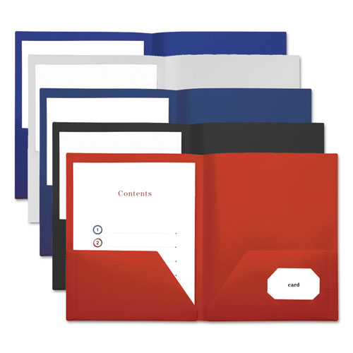 Two-pocket Plastic Folders, 100-sheet Capacity, 11 X 8.5, Black, 10/pack