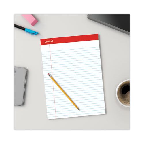 Perforated Ruled Writing Pads, Wide/legal Rule, Red Headband, 50 White 8.5 X 11.75 Sheets, Dozen