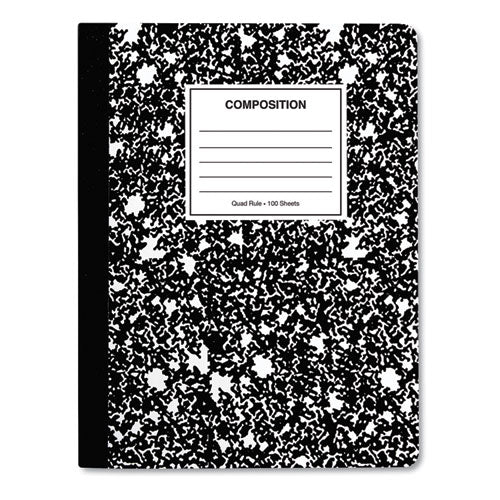 Quad Rule Composition Book, Quadrille Rule (4 Sq/in), Black Marble Cover, (100) 9.75 X 7.5 Sheets