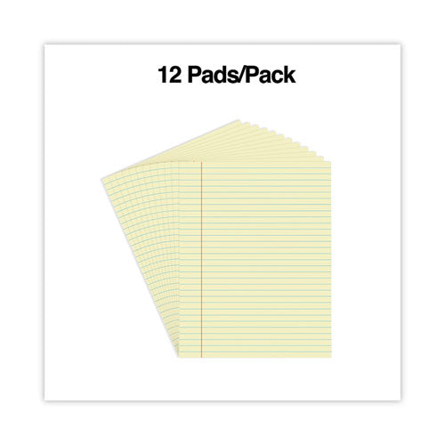 Glue Top Pads, Wide/legal Rule, 50 Canary-yellow 8.5 X 11 Sheets, Dozen